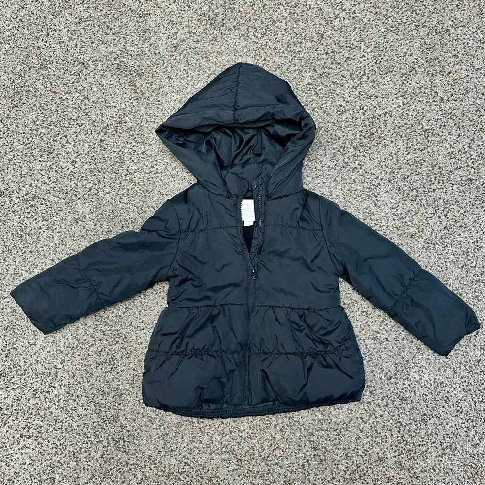The Children’s Place Black Hooded Puffer Jacket – Toddler 2T – Warm Winter Coat